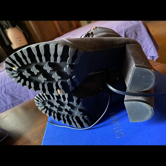 Stuart Weitzman Shackleton Combat Boots Suede Grey - Picture 7 of 11